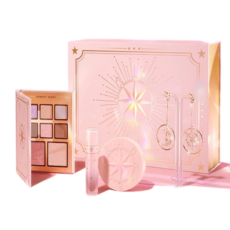 

CY PERFECT DIARY Magic Card Girl Sakura Gift Box Lip Lacquer Eye Shadow Kit