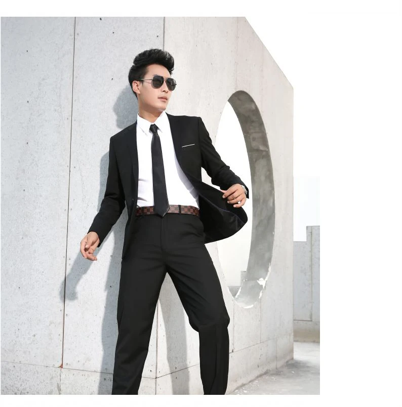 Shenrun Men Suits Slim Business Formal Casual Classic Suit Wedding Groom Party Prom Single Breasted Color Black Gray Navy Blue