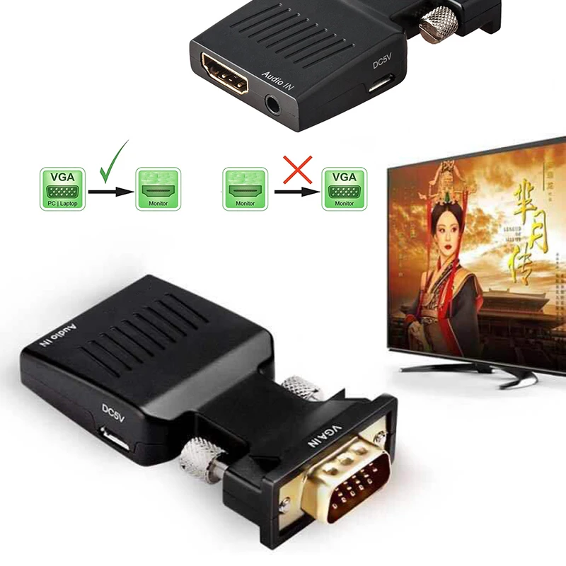 Переходник VGA папа мама HDMI совместимый с аудиовыходом аналоговые к цифровым AV