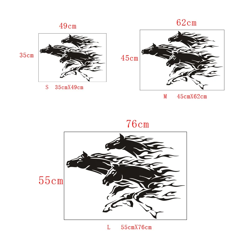 

3 Horses Wall Stickers Home Decoration For Living Room Bedroom Kitchen Porch Art Decals Waterpoof Peel & Stick Vinyl Wallpaper