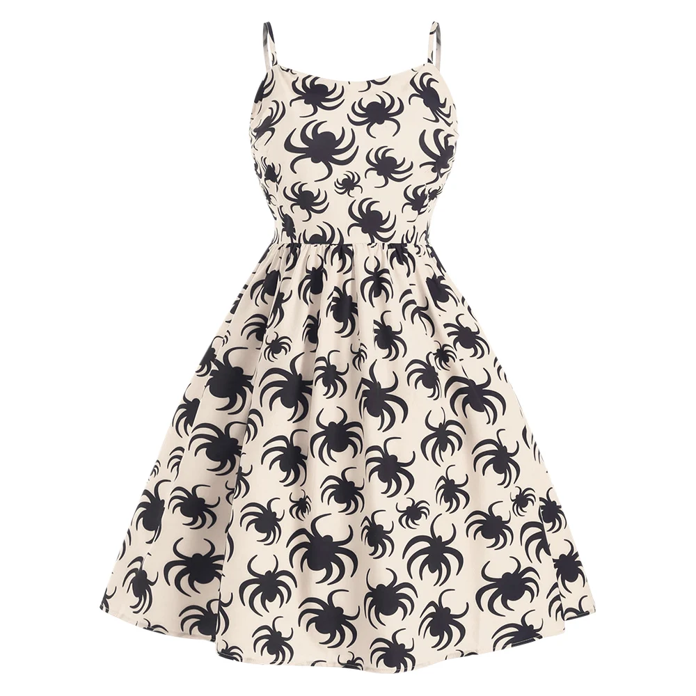 Женское винтажное платье-трапеция с принтом в виде паука | Женская одежда