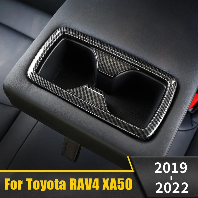 

For Toyota RAV4 2019 2020 2021 2022 RAV 4 XA50 ABS Car Seat Back Row Water Cup Holder Cover Frame Panel Trim Sticker Accessories