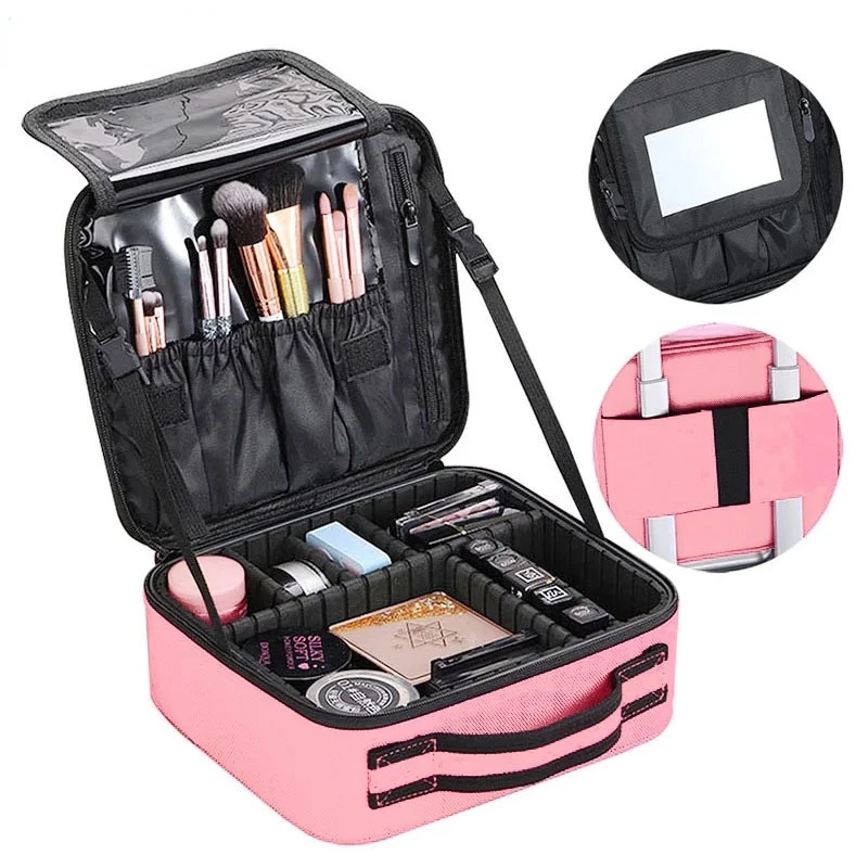 

Brand Professinal Oxford Makeup Organizer High Quality Women Travel Makeup Case Beauty Storage Suitcase New 2021 Cosmetic Bag