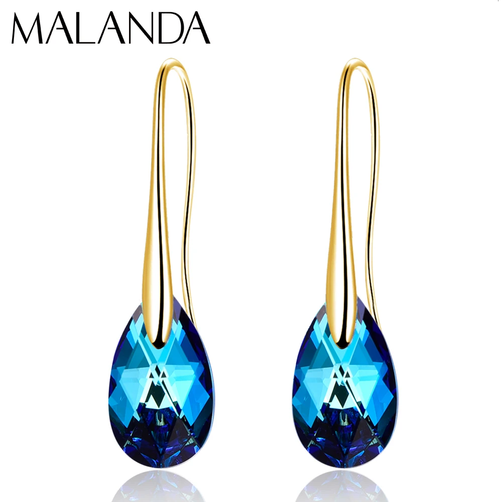 G-Crystal-BB Серьги-капли с кристаллами Swarovski для женщин, новая мода, Золотой пирсинг, висячие серьги, свадебные украшения, подарок для девушек - Окраска металла: G-Crystal-BB