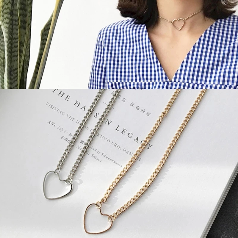

New 2021 Hollow Heart Choker Necklaces For Women Wholesale Statement Necklace Heart Dainty Pendant Necklace Women Necklace