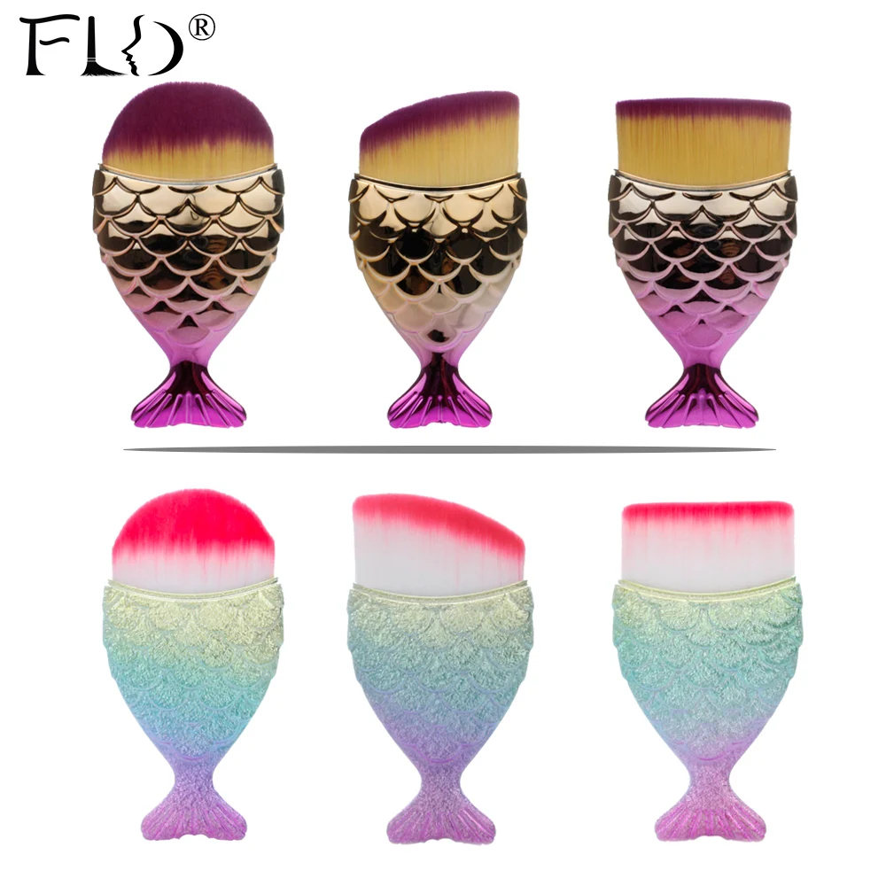 FLD 3 шт./лот набор профессиональных кистей для макияжа Русалочки тональные румяна