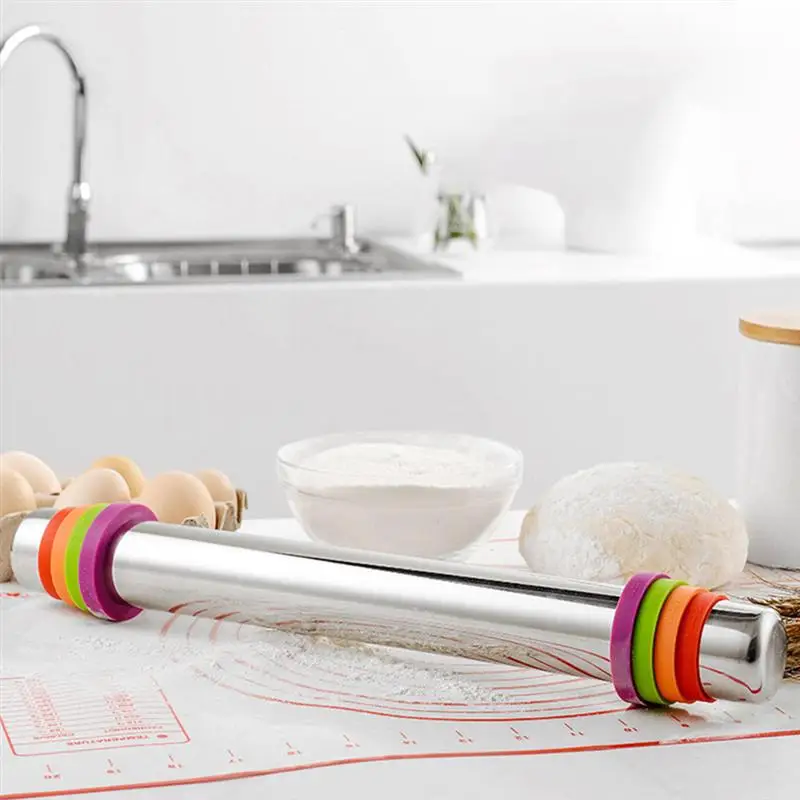 

1Pc Stainless Steel Rolling Pin Adjustable Baking Roller Baking Supply