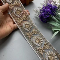 retro 2 yards 5cm sequin lace trims black white floral ribbon for bridal lace diy sewing material for dress decoration new
