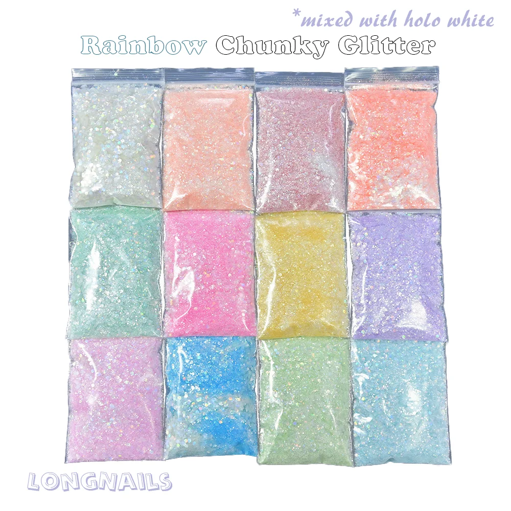 

50g Illusory Holographic Nail Glitter Sequins 12Colors PET Hexagon Candy Mixed Flakes Nailart Manicure HoloGlitterFD151