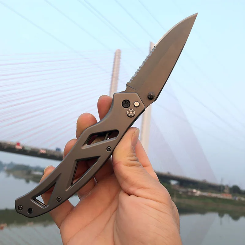 new gerber outdoor folding knife 9 baked steel sawtooth blade camping self defense kitchen fruit appliance sport edc tools free global shipping