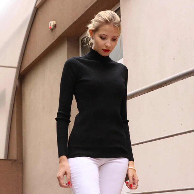 Женский вязаный свитер skitzyou черный облегающий с длинным рукавом пуловер на осень