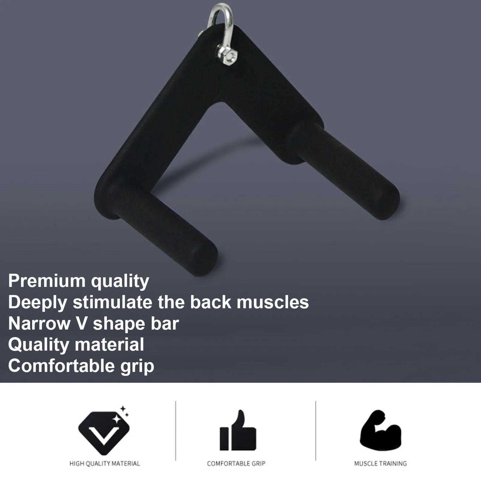 

V Shaped Press Down Bar Cable Attachment Multi Gym Weight Lifting Workout Accessories with Galvanized D-shaped Ring