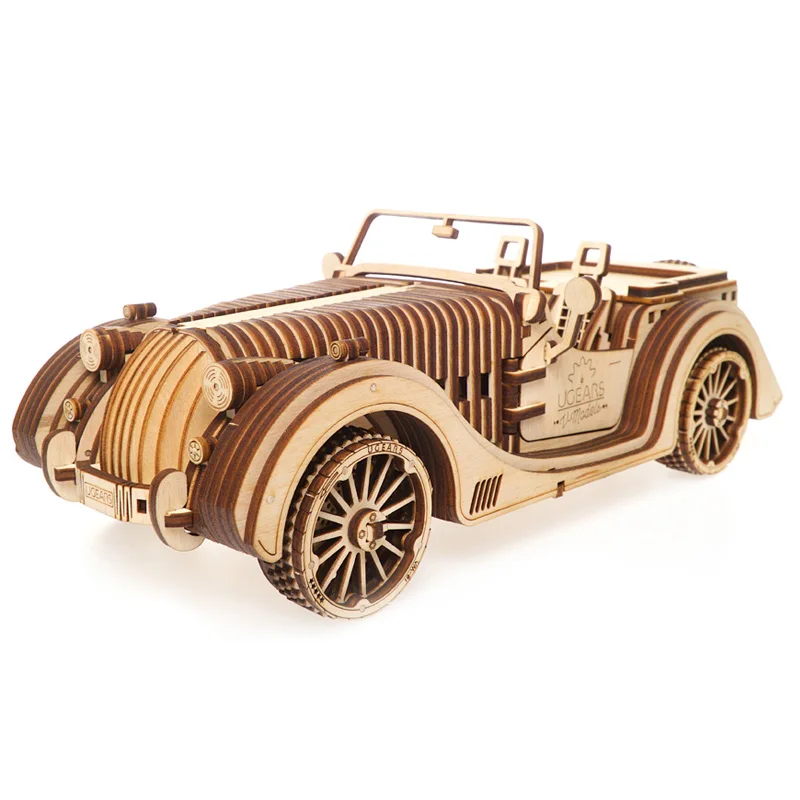 

Ugears wooden mechanical transmission model assembly DIY car convertible sports car decoration Collection Gift