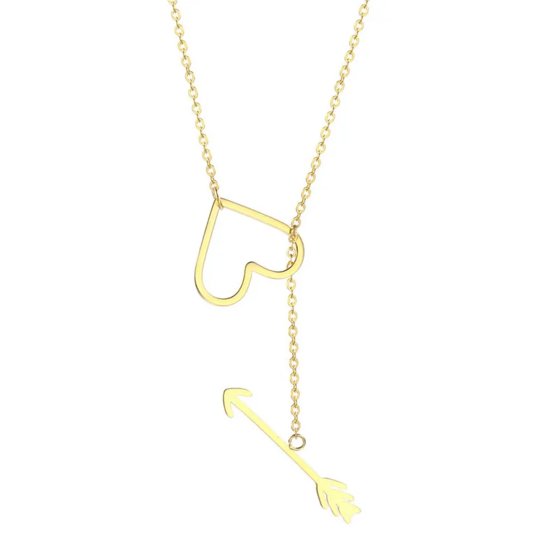 

Stainless Steel Necklace for Women Lover's Rose Gold /Silver Color Arrow Heart Necklace Chain Charms Choker Jewellery Gift