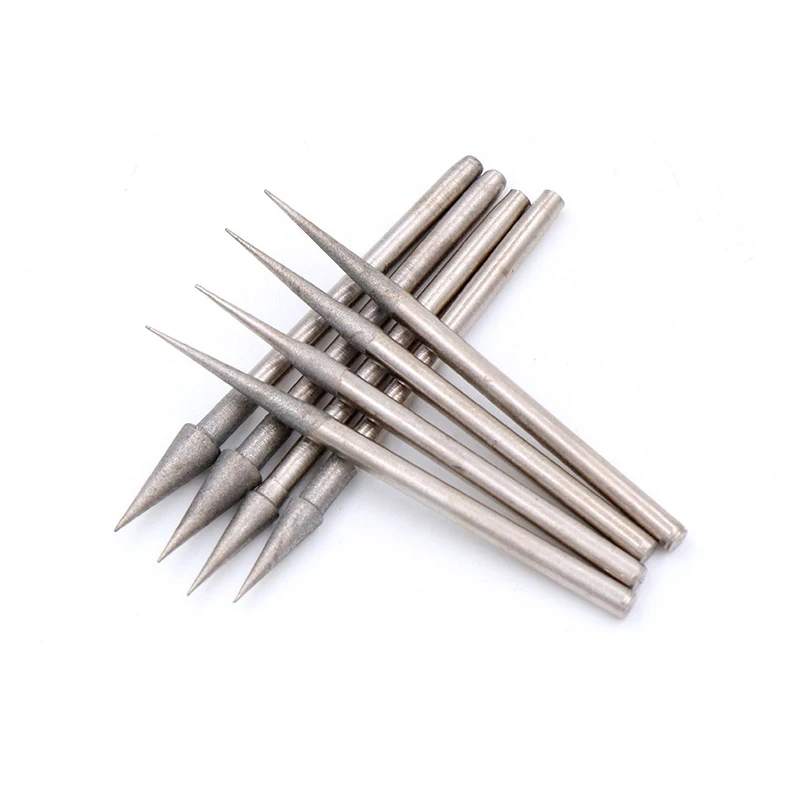 9pcs 0.6-4mm Diamond Grinding Head 2.35 mm Shank Cone Shape D Needle For Metal Stone Jade Engraving Carving | Инструменты