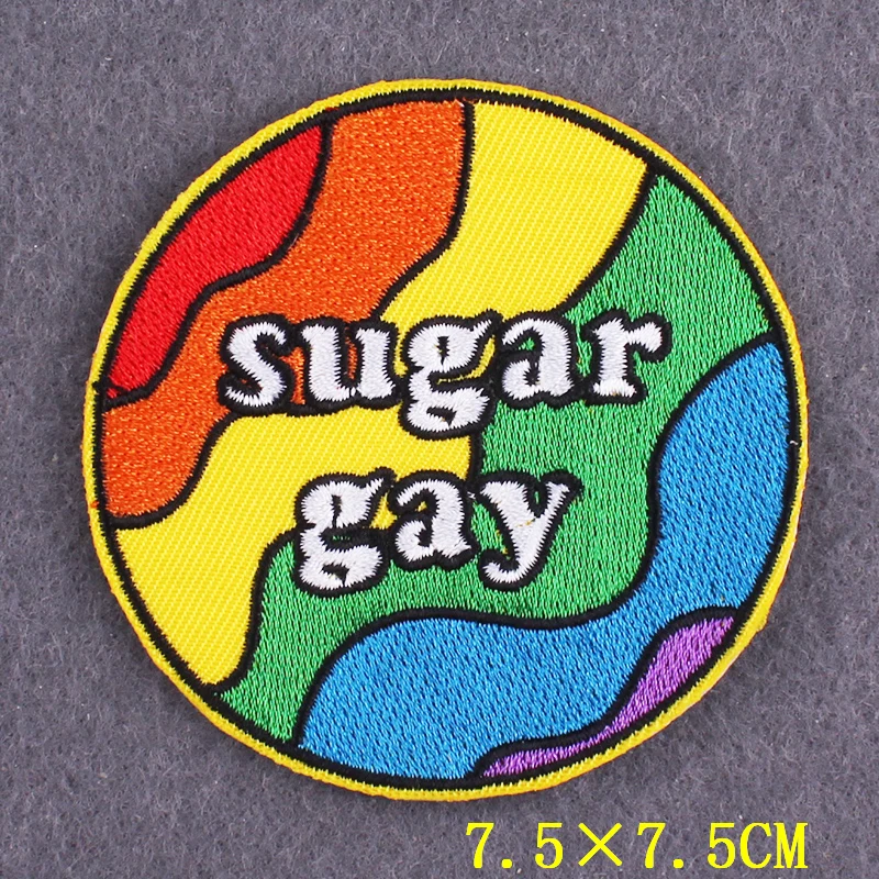 

Iron On Love Gay Patches For Clothing Rainbow Diy Embroidery Patches For Clothes Cartoon Patch Stripe For T-shirt Badges Stripes
