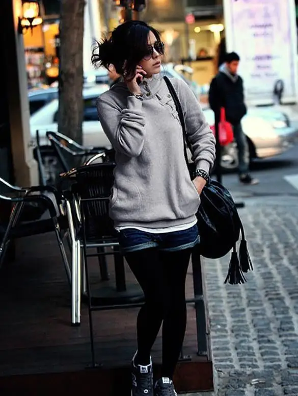 

Fashion Women Long Sleeve Hoodie Sweatshirt Gray, Green Pullover only, accessory not included Casual