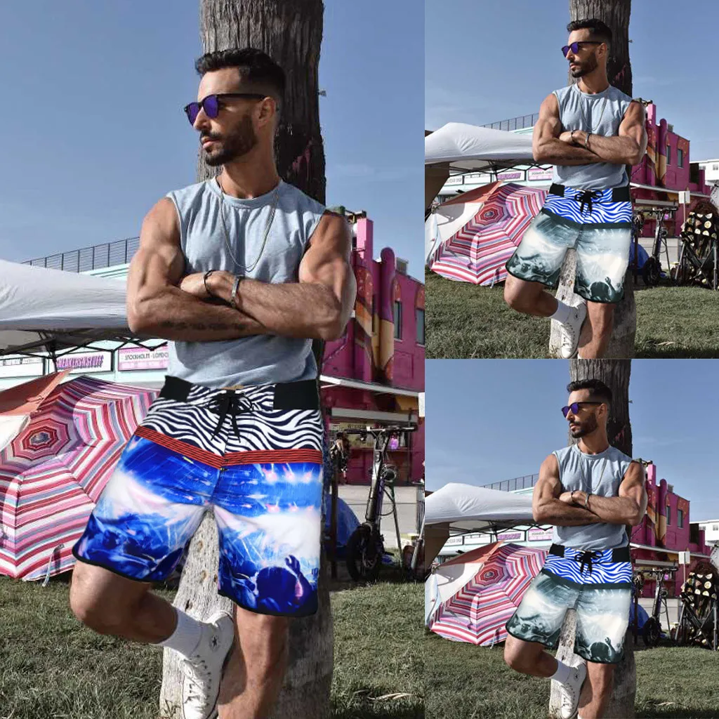 Мужские спортивные короткие пляжные шорты Бермуды для серфинга плавки-боксеры