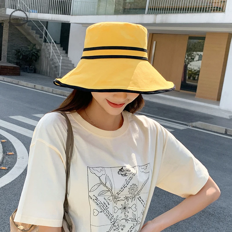 

New Fisherman Hat Female Summer Sun Hat Woman Korean Style Trendy Wild Large Bucket Hat Women Outdoor Sunshade Sunscreen Cap