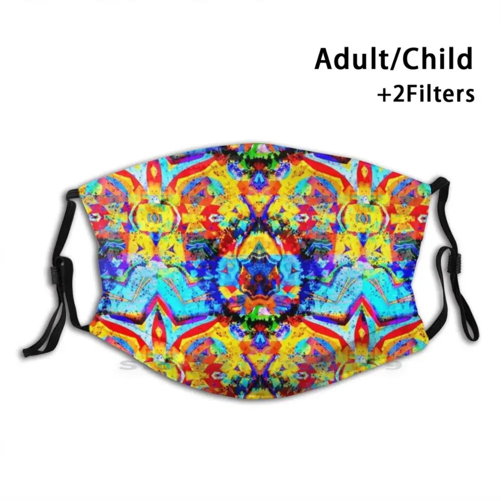 

Bright Trippy Neon Rorschach Abstract Reusable Mouth Face Mask With Filters Kids Bright Colors Neon Rorschach Abstract Graphic