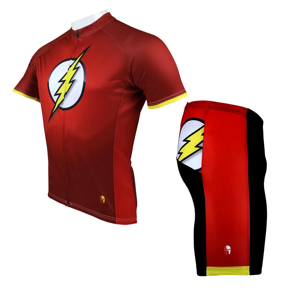 Superheroes Cycling Clothing The Flash Cycling Jerseys Spring and Summer Short Sleeved  Two Piece Set Summer