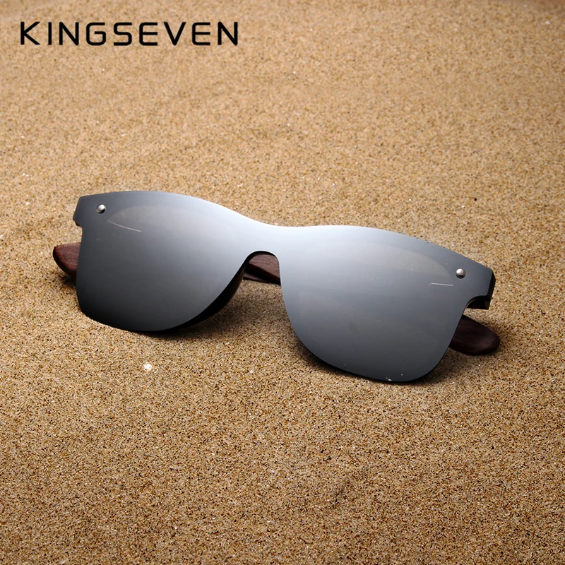 KINGSEVEN Handmade Polarized Walnut Wood Sunglasses UV400 Fashion Men Women Brand Design Colorful Sun Glasses Mirror Shades
