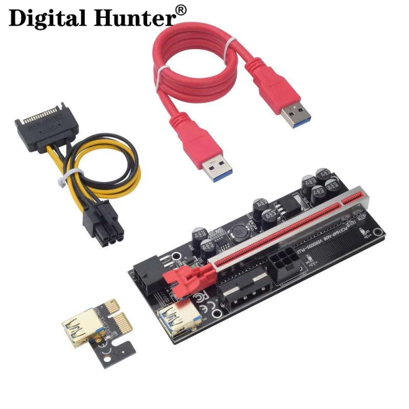 2021 VER009 Plus USB 3.0 PCI E Райзер VER 009S Экспресс 1X 4x 8x 16x адаптер карта SATA 15Pin до 6 Pin кабель
