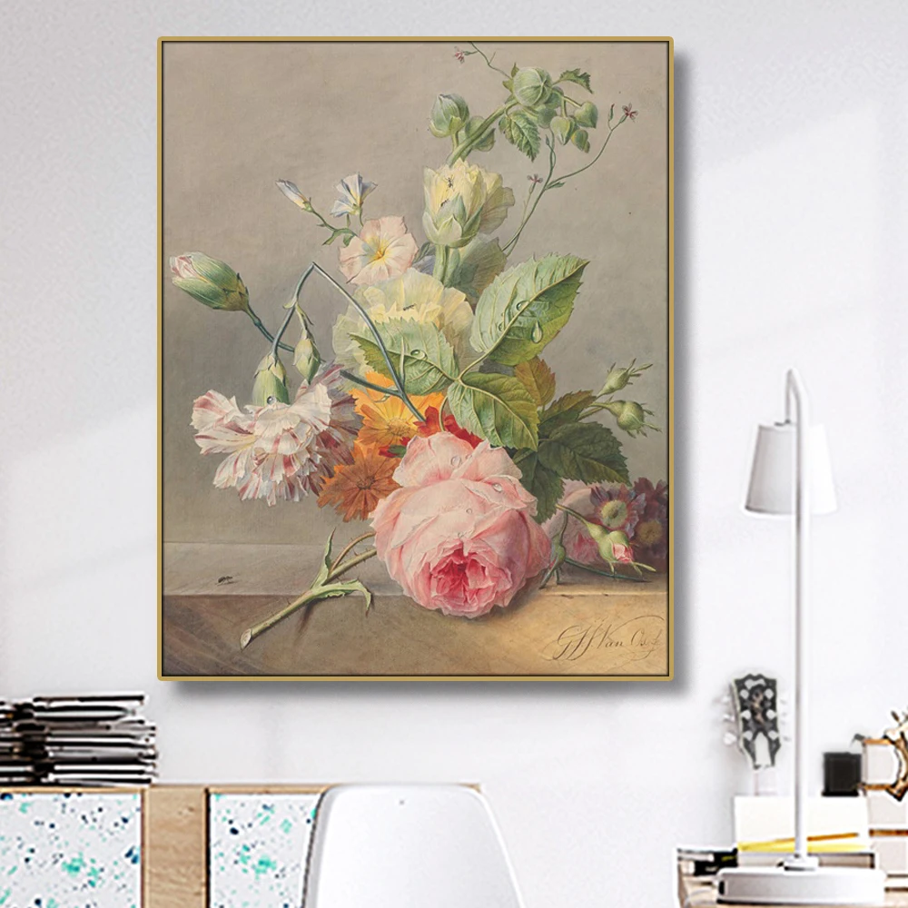 

Rose Poster Vintage Oil Painting On Canvas Painting Wall Art Prints Picture For Living Room Bedroom Decoration Modern Home Decor