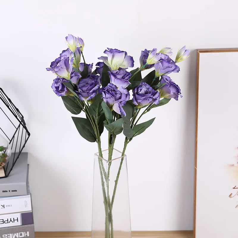 Purple A 1 шт. Европейский искусственный цветок 4 головки поддельные Эустома Gradiflorus Lisianthus Рождество Свадьба Праздник декор дома 9 цветов - Цвет: Purple A