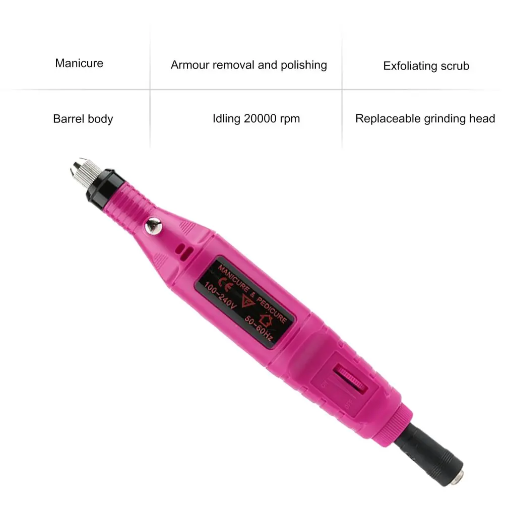 1set Mini Nail Electric Drill Nail Art Power Drill Professional Manicure Pedicure Machine Cuticle Removing Tools EU Plug Adapter