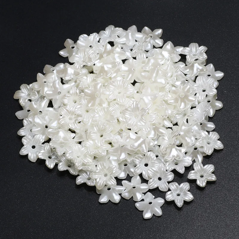 

200pcs/lot Beige Flower Shape Acrylic DIY Spacer Beads Handmade Fashion Jewelry Making Earrings Top Bead Cap Accessories