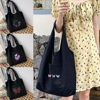 womens shopping bags shoulder shopper vest bag butterfly series cotton cloth canvas grocery eco handbags commuter tote bag