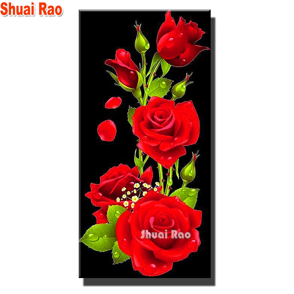 

Large Full Square/Round DIY 5D Diamond Painting Cross Stitch Kits Red Rose Diamonds Embroidery Crystal home Decor Mosaic Flower