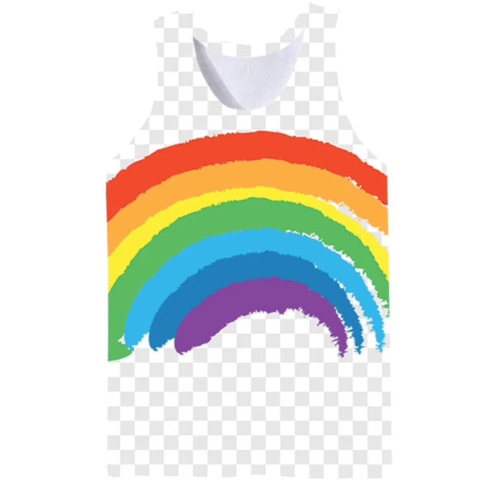 

Rainbow Tank Top For Men 3D Print Art Sleeveless Pattern Top Graphic Vest