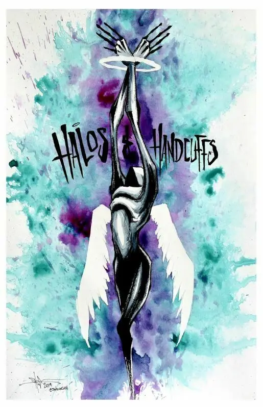 

Halos and Handcuffs Angel Creepy Art Silk Poster Print