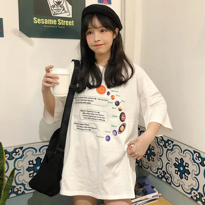 Футболка с солнечной системой футболка для гиков корейская мода большого