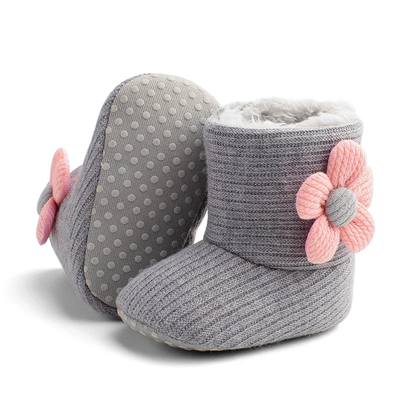 

2022 Toddler Newborn Baby Crawling Shoes Booties Boy Girl Slippers Prewalker Trainers Fur Winter Flower First Walker New