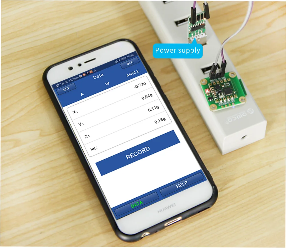 Акселерометр Bluetooth BWT61 Высокоточный 6-Axis AHRS Инклинометр+ гироскоп+ угол(XYZ, 100 Гц Выход), Поддержка ПК/Android/Arduinos