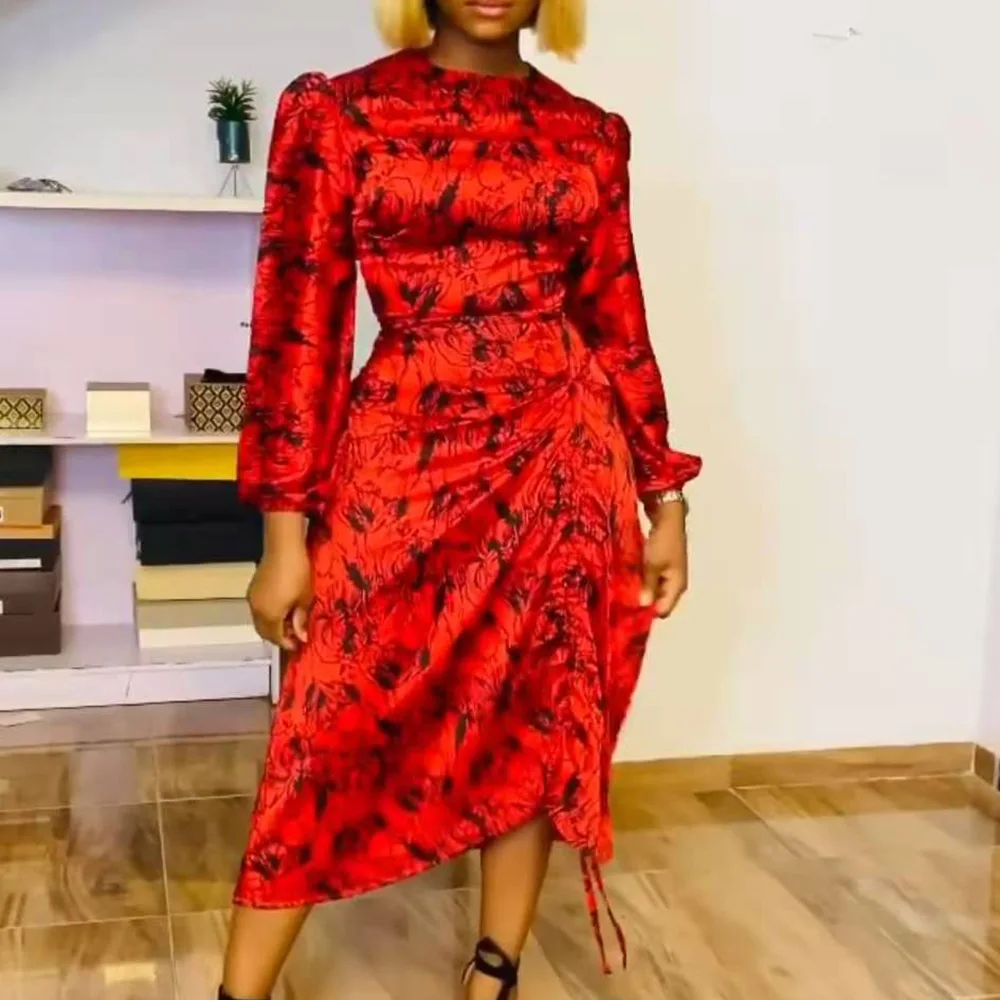 

2021 осенне-зимнее модное женское новое платье с круглым вырезом и принтом, рубашки с длинными рукавами, пуловеры в западном стиле, Дамское Пл...