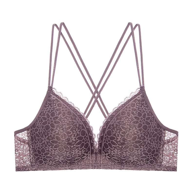 BROWN BRA Новинка, женское нижнее белье, комплект с бюстгальтером, кружевной сексуальный бюстгальтер пуш-ап и трусики, удобный бюстгальтер с бантом, регулируемый бюстгальтер с глубоким v-образным вырезом - Цвет: BROWN BRA