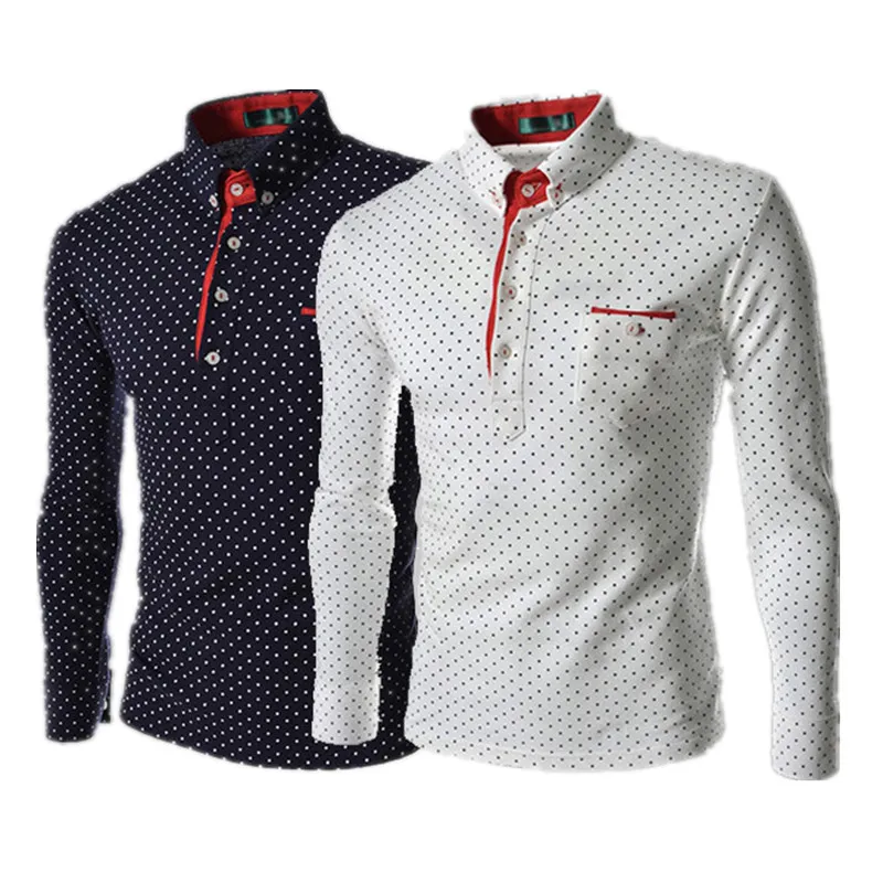 Мужские рубашки поло новинка 2019 осенняя мужская модная рубашка в горошек с