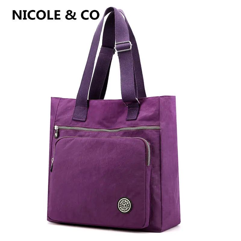 

NICOLE & CO 2021 New Women Casual Waterproof Shopping Tote Shoulder Bag Fashion Nylon Cloth Ladies Travel Storage Computer Bag