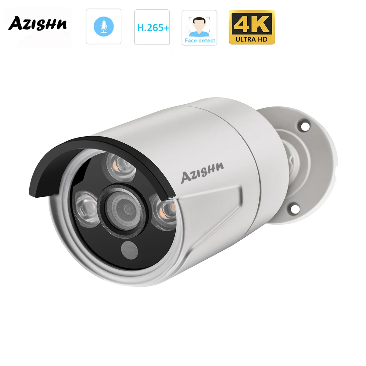 

AZISHN 2.8mm Wide Angle 8MP 4K IP Camera Outdoor Face Detect Audio H.265 Bullet CCTV Home 5MP 4MP POE Human AI Security Camera