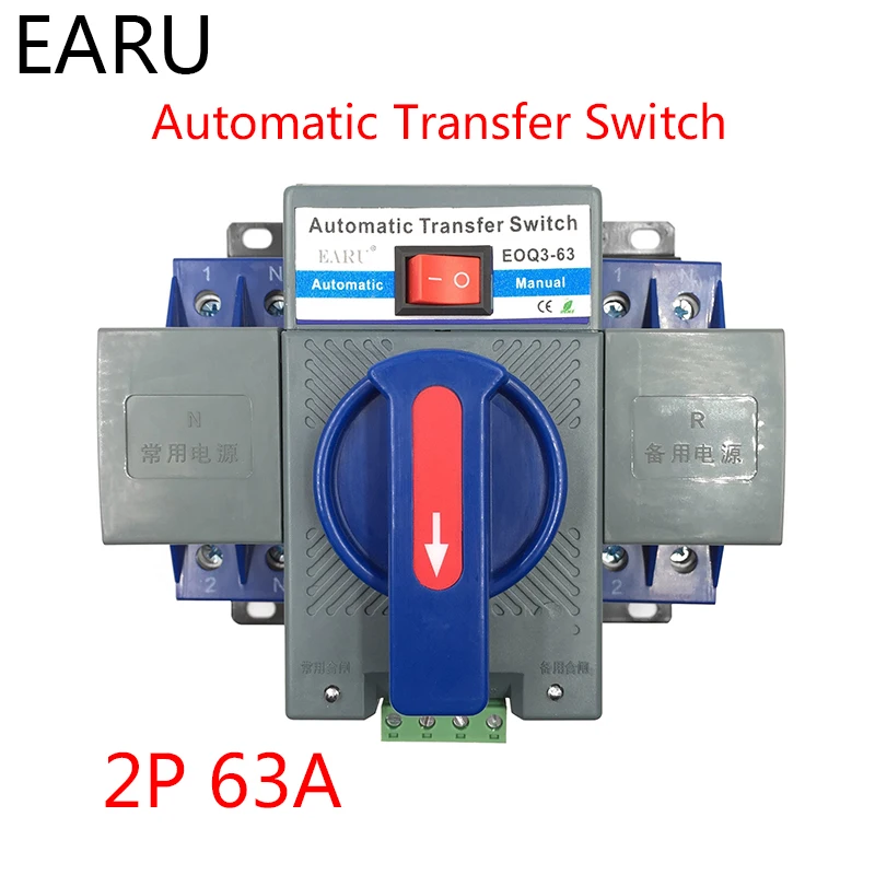 tipo de 2p 63a 230v Mcb Interruptor de Transferência Automático de Potência Dupla Ats Atse para o ce Fotovoltaico da Bateria do Sistema Fotovoltaico do Gerador Habilitado Disjuntores