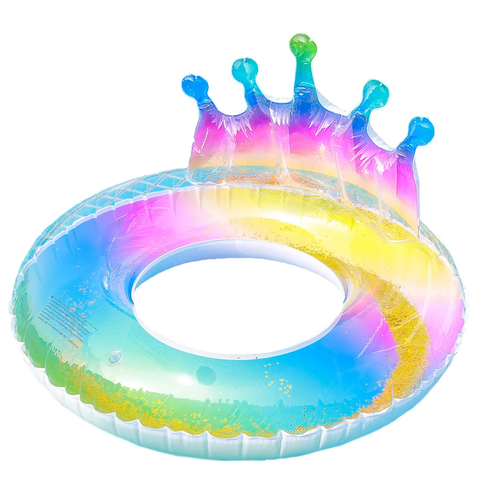 

New Mermaid Inflatable Swimming Ring Sequined Crown Summer Float Circle Swim Rings Safety Adults Women Holiday Party Pool Toys