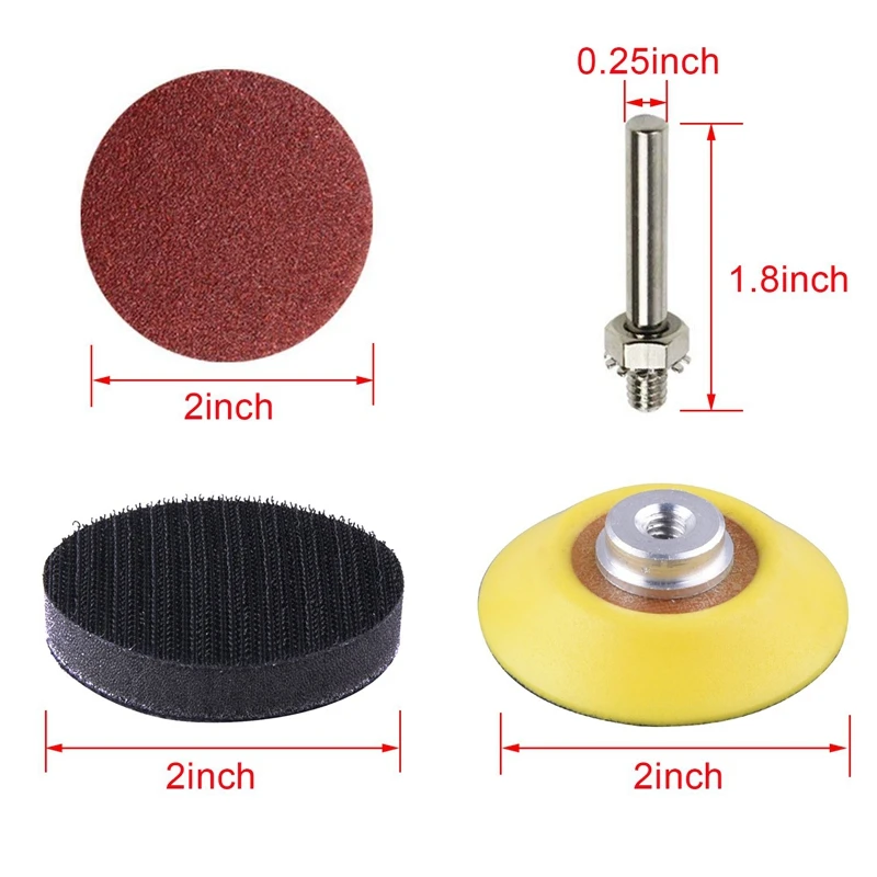 200Pcs 50mm 2 Inch Sander Disc Sanding Discs 80-3000 Grit Paper with 1Inch Abrasive Polish Pad Plate + 1/4 Shank for Rotary | Инструменты