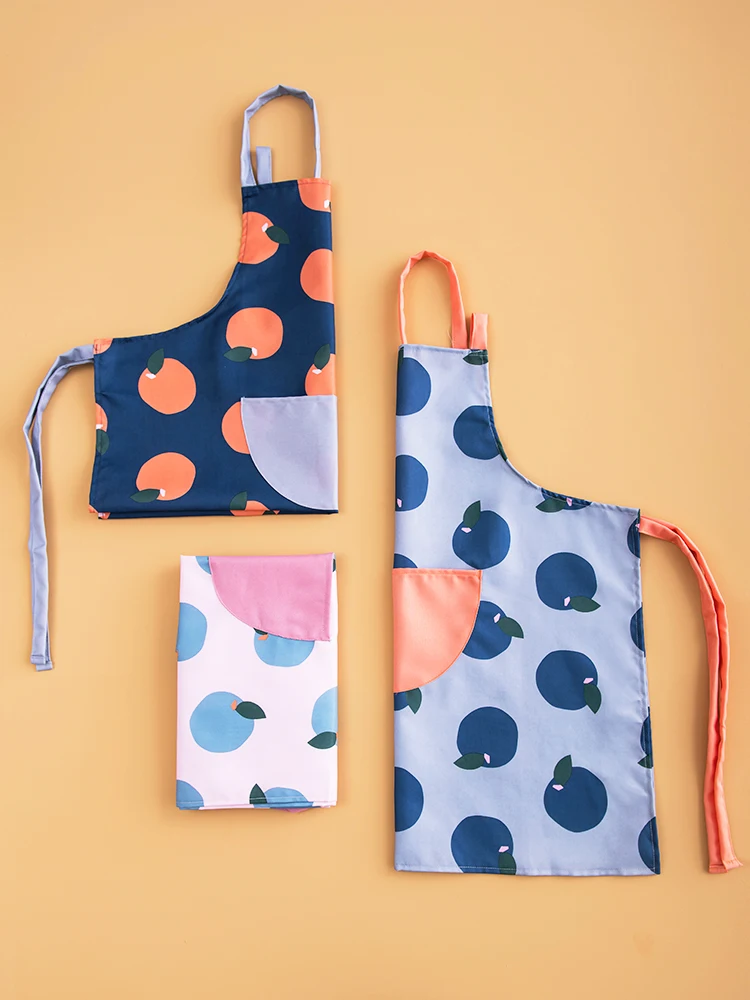 

Korean fashion apron female lovely kitchen hand wipe cooking clothes overalls cotton and hemp apron anti oil and water household