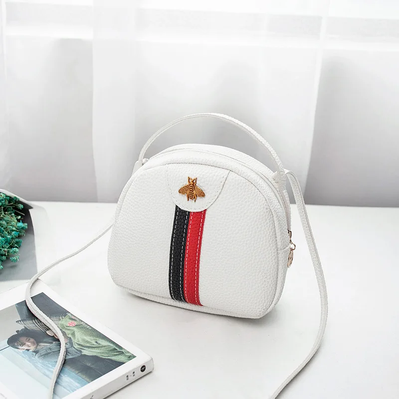 

New style Women Small Rounf Contrasting Color Shoulder Summer Lady Sling Bee Color stripes Decoration Messager Crossbody Bag