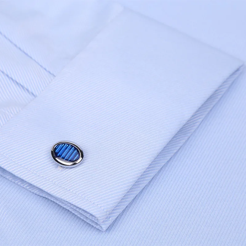 M~6XL Men's Classic Striped French Cuff Dress Shirt Single Placket Formal Business Standard-fit Long Sleeve Office Work Shirts