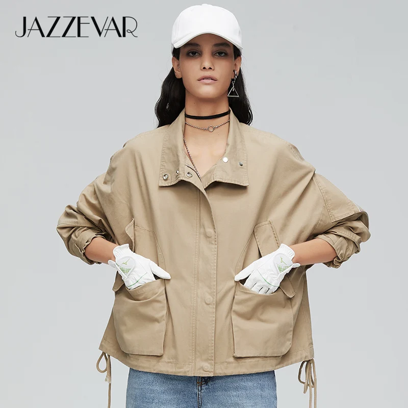 JAZZEVAR 2021 Новое поступление осенняя куртка для женщин розового цвета высокого